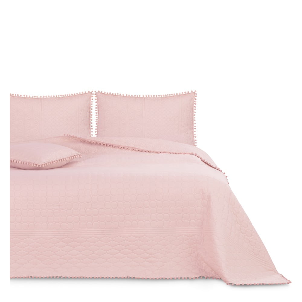 Cuvertura pentru pat AmeliaHome Meadore, 170 x 270 cm, roz pudra