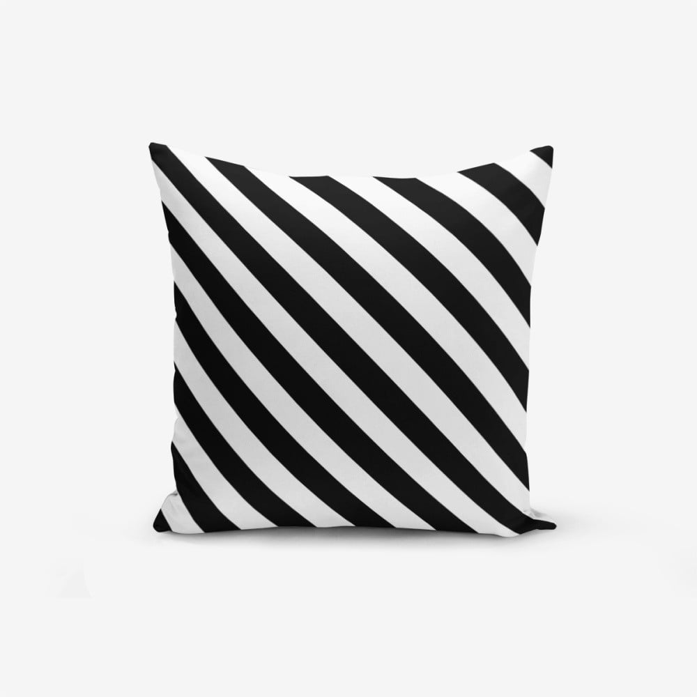 Față de pernă cu amestec din bumbac Minimalist Cushion Covers Black White Seriti, 45 x 45 cm, negru – alb Alb imagine noua
