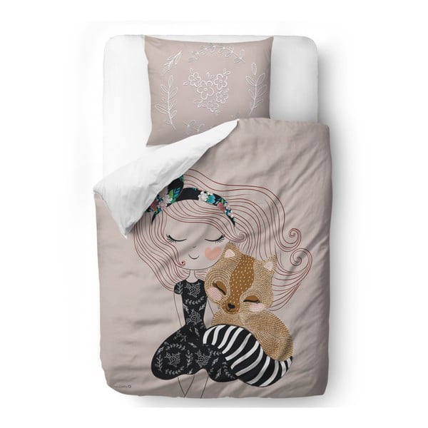 Lenjerie de pat din bumbac satinat pentru copii Mr. Little Fox Two Princesses, 140 x 200 cm