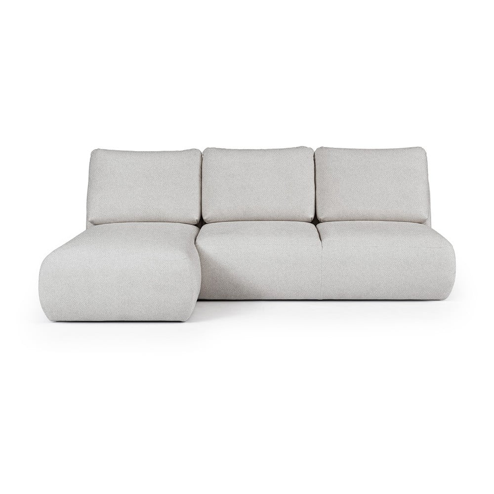Colțar gri deschis cu tapițerie din țesătură bouclé (cu colț pe partea stângă/cu șezlong) Mirel – Rodier