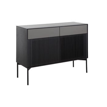 Comodă cu 2 sertare din lemn de stejar și bază metalică canett oxford, lățime 110 cm, negru