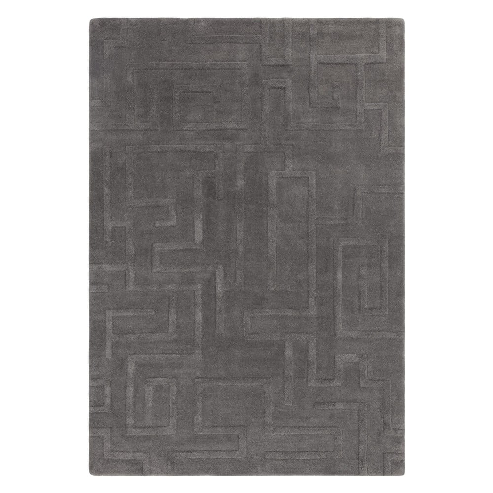 Covor gri antracit din lână 120×170 cm Maze – Asiatic Carpets Asiatic Carpets