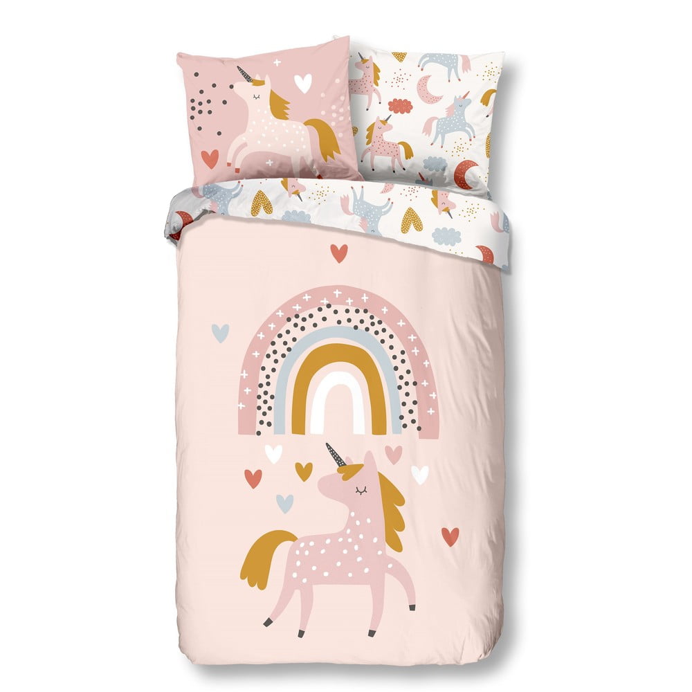 Lenjerie de pat din bumbac pentru copii Good Morning Unicorn, 140 x 220 cm bonami.ro