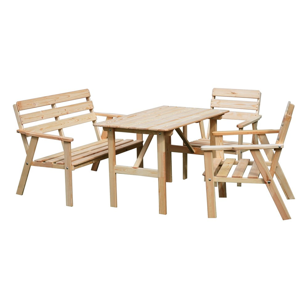 Poza Set de dining pentru gradina din lemn de pin pentru 4 persoane Nordic - Rojaplast