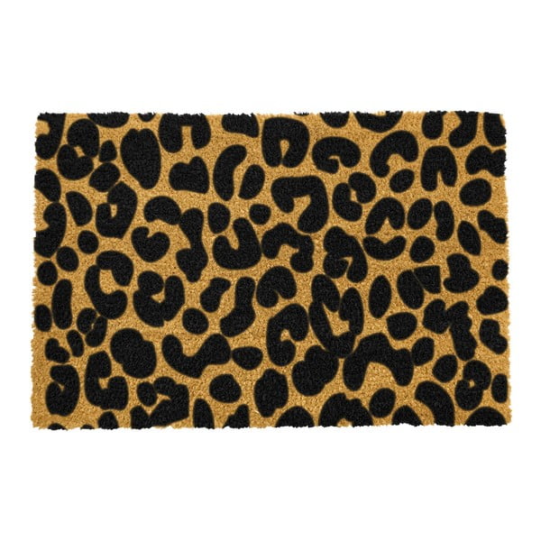 Covoraș intrare din fibre de cocos Artsy Doormats Leopard, 40 x 60 cm, negru