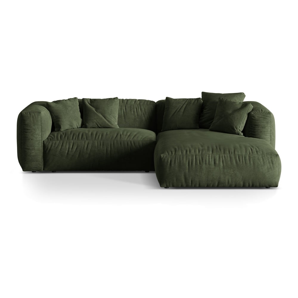 Colțar modular verde cu tapițerie din țesătură bouclé (cu colț pe partea dreaptă) Martina – Micadoni Home