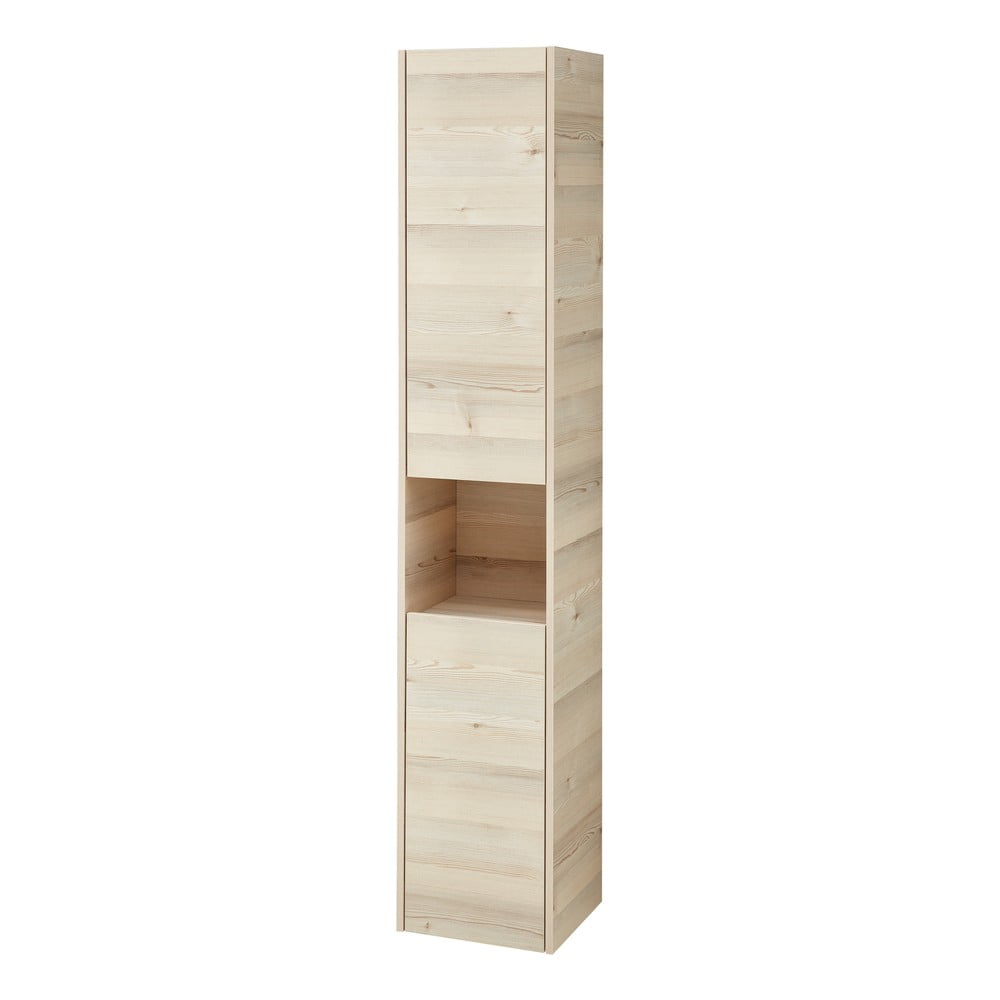 Dulap de baie în culoare naturală cu aspect de lemn de pin 185,5x35 cm Quickset 393 – Pelipal