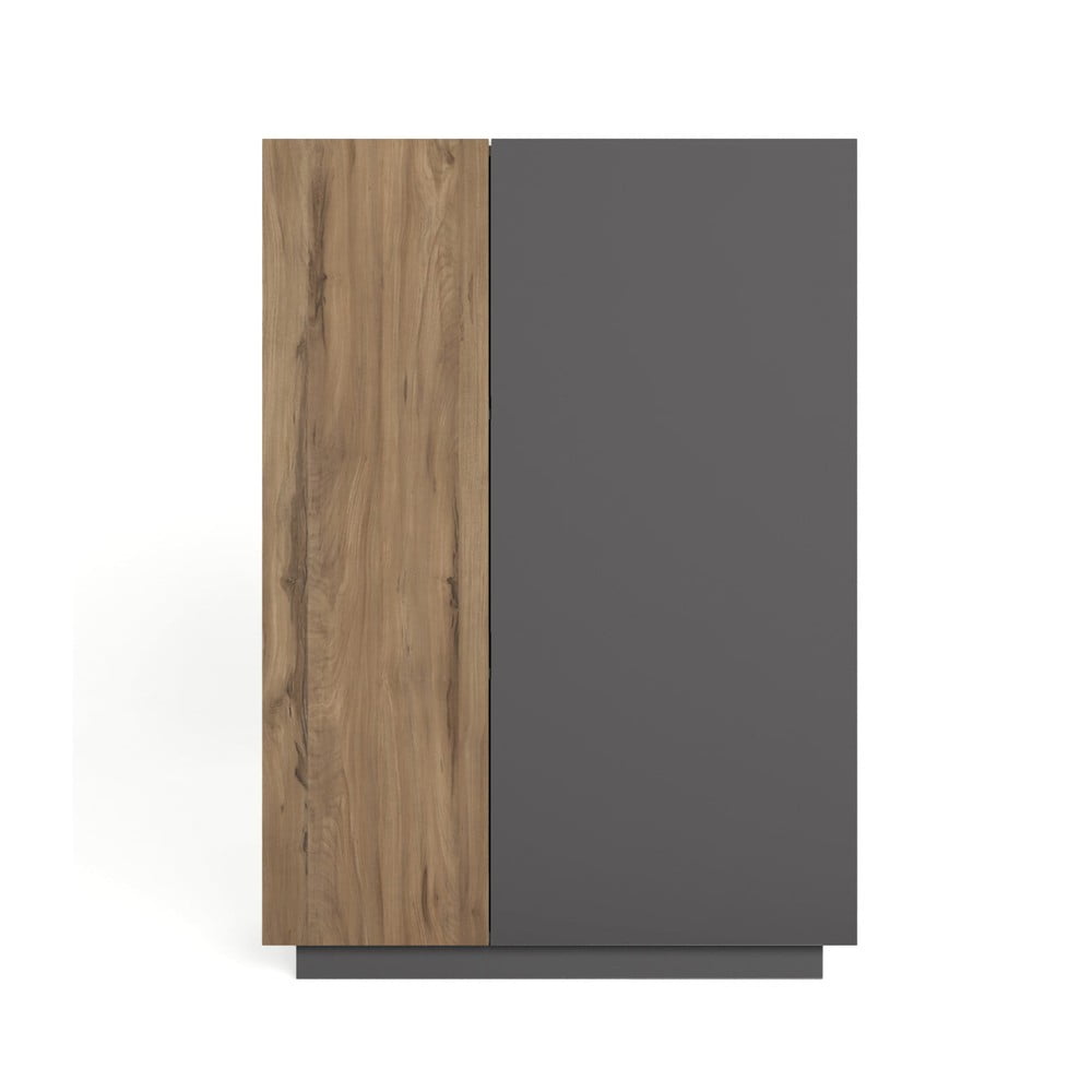 Dulap gri/natural cu aspect de lemn de stejar 90x126 cm udine – marckeric