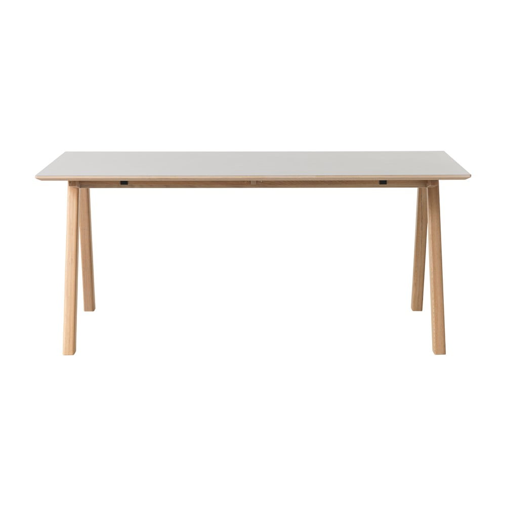 Masă de dining cu picioare din lemn de stejar Unique Furniture Bilbao, gri, 180 x 90 cm bonami.ro imagine noua 2022