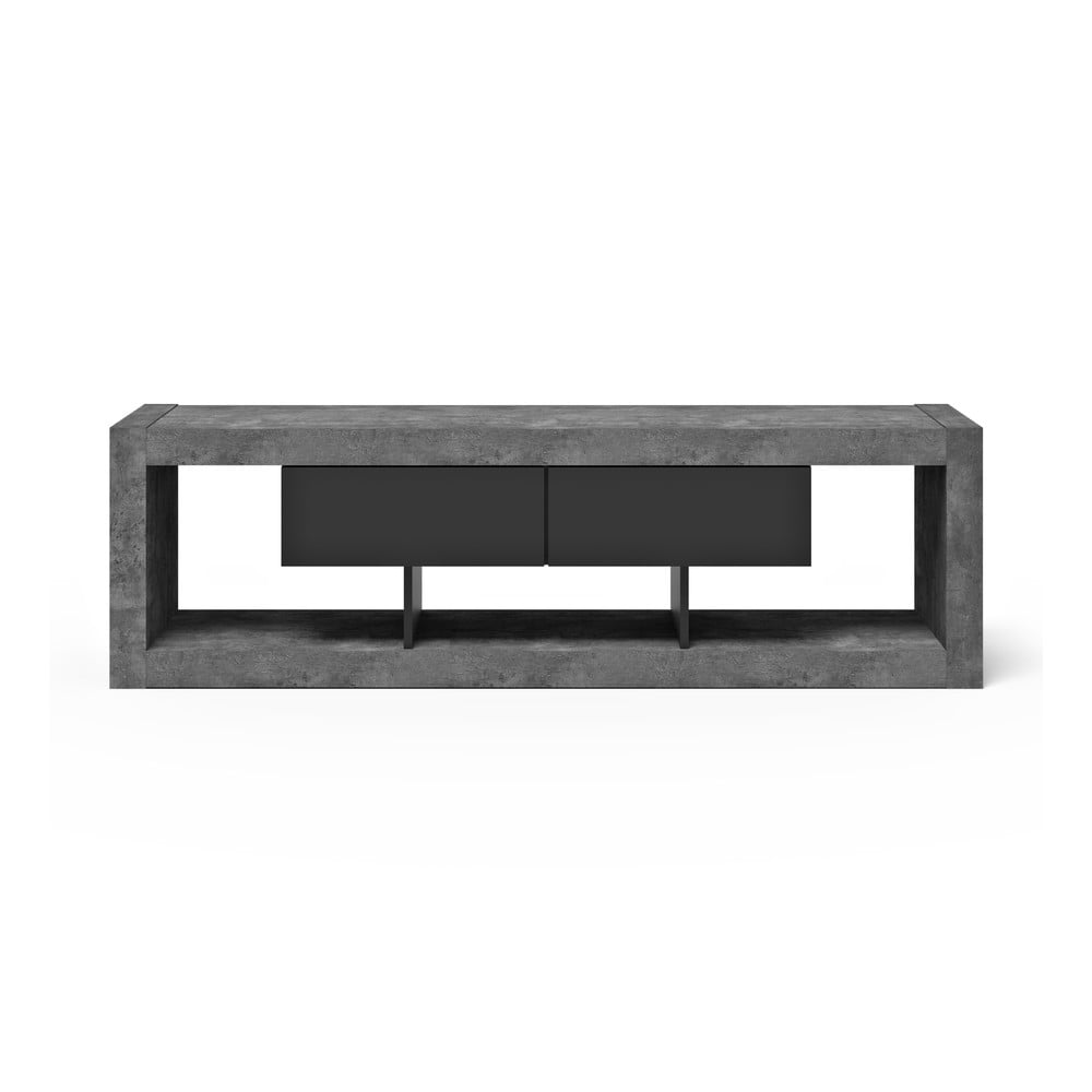 Masă TV neagră/gri cu aspect de beton 175x52 cm Nara – TemaHome