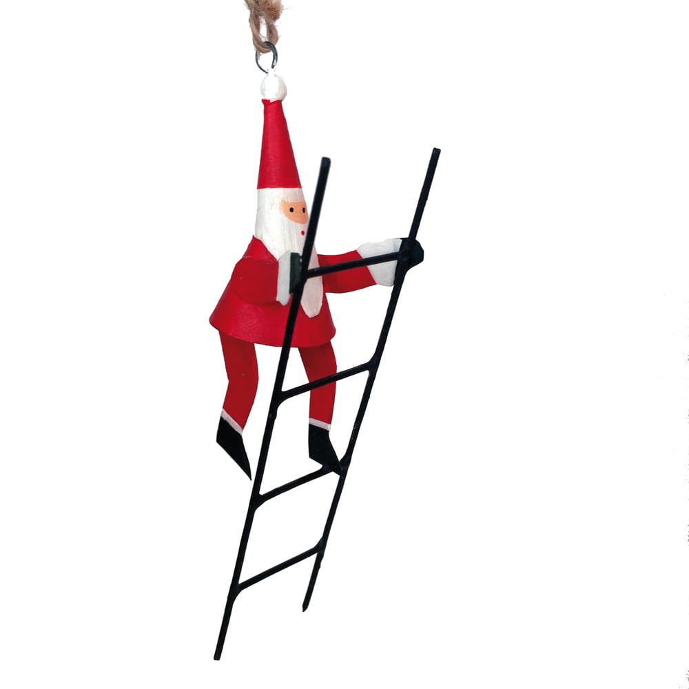 Decoratiune de agatat de Craciun Santa With Ladder - G-Bork