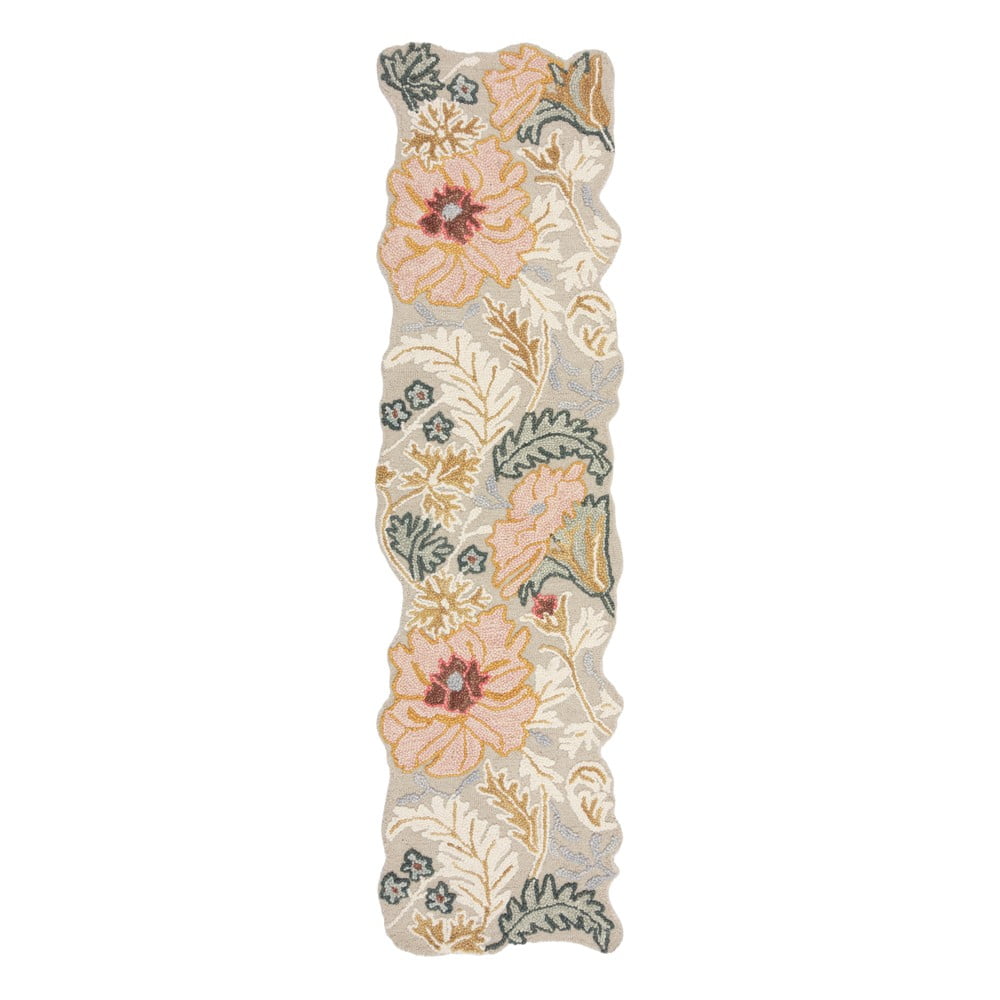 Covor tip traversă roz deschis țesut manual din lână 60x230 cm Daphne Shaped Floral – Flair Rugs