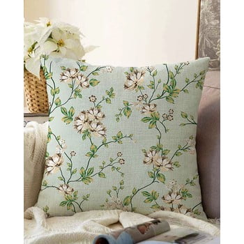 Față de pernă din amestec de bumbac minimalist cushion covers blooming, 55 x 55 cm, verde