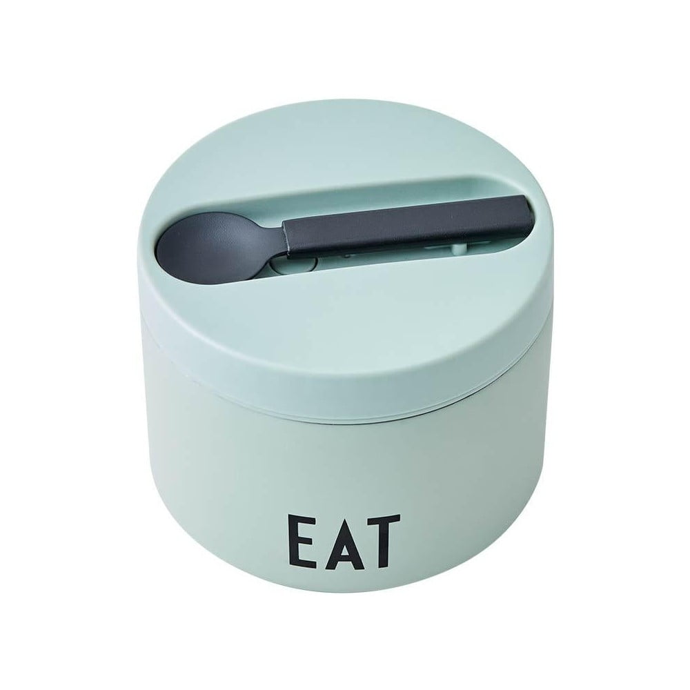 Cutie termos pentru gustare cu lingură Design Letters Eat, înălțime 9 cm, verde bonami.ro