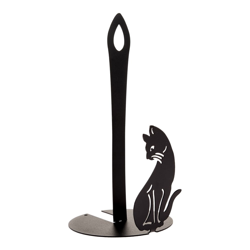 Suport vertical pentru prosoape de bucătărie din hârtie negru din metal ø 13 cm – Dakls