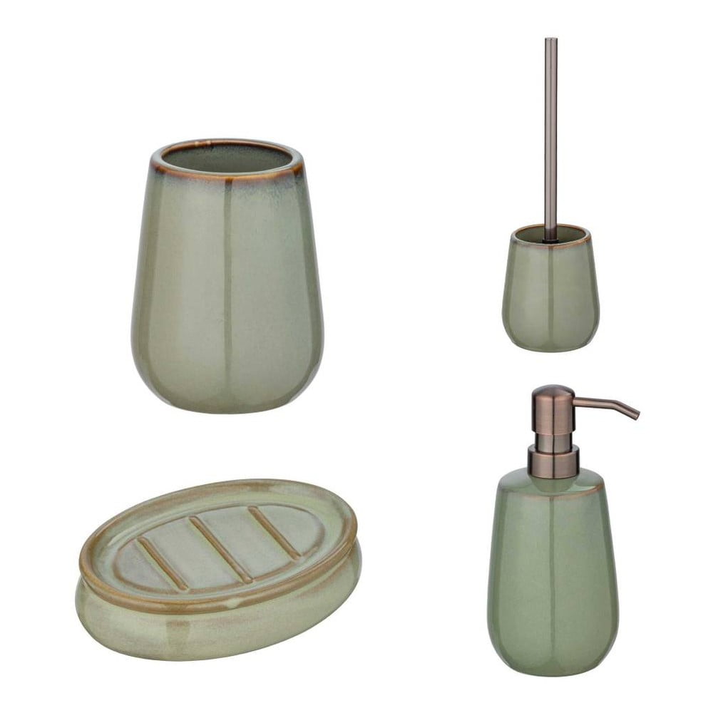 Set de accesorii de baie verde din ceramică Sermione – Wenko