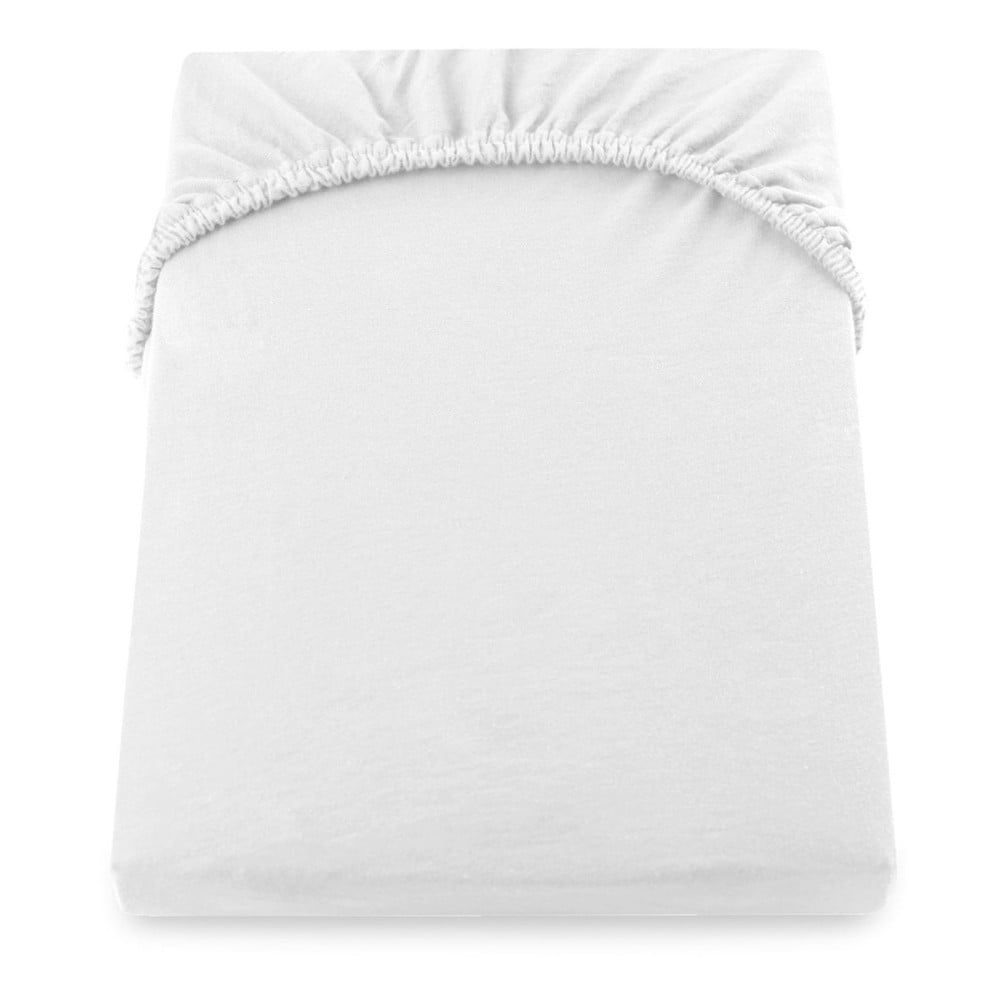 Cearșaf de pat cu elastic DecoKing Nephrite, 220–240 cm, alb