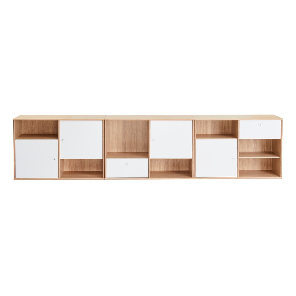 Comodă joasă albă cu aspect de stejar 267×61 cm Mistral – Hammel Furniture 267x61 imagine noua