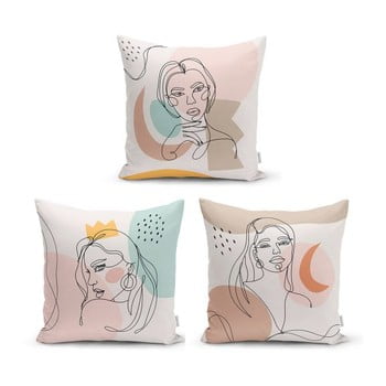 Set 3 fețe de pernă decorative minimalist cushion covers minimalist line, 45 x 45 cm