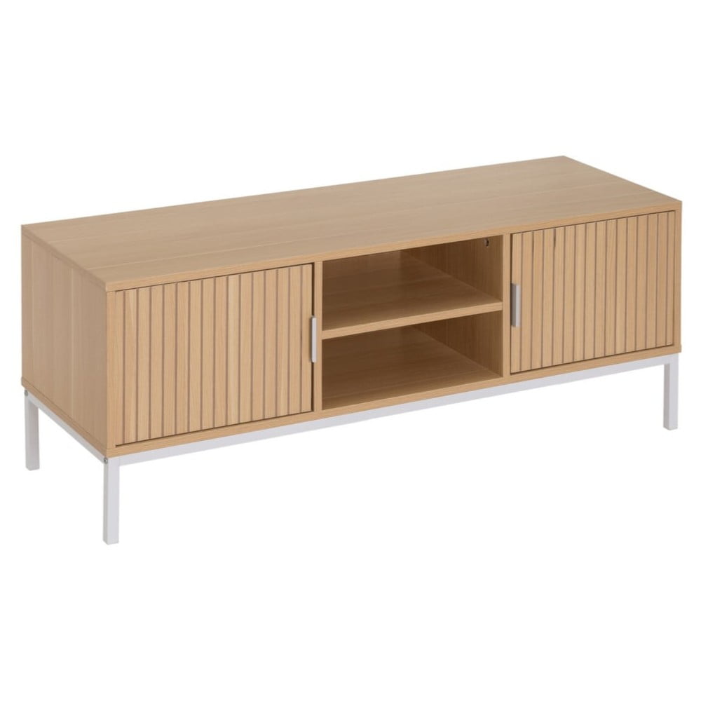 Comodă TV în culoare naturală cu aspect de lemn de stejar 120x45x40 cm Mid-Lines – Casa Selección