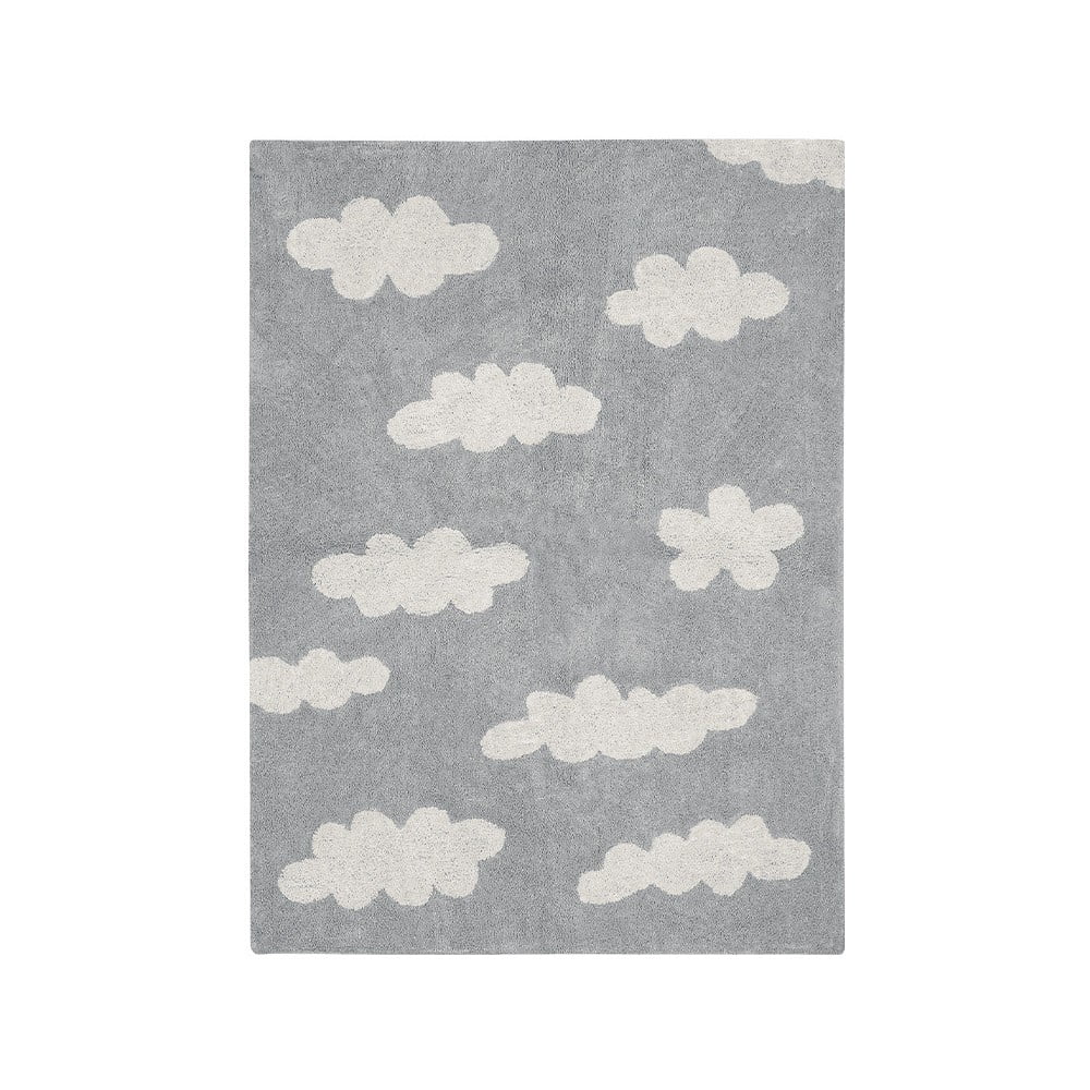 Covor pentru copii gri lavabil/țesut manual din amestec de bumbac 120x160 cm Clouds Grey – Lorena Canals