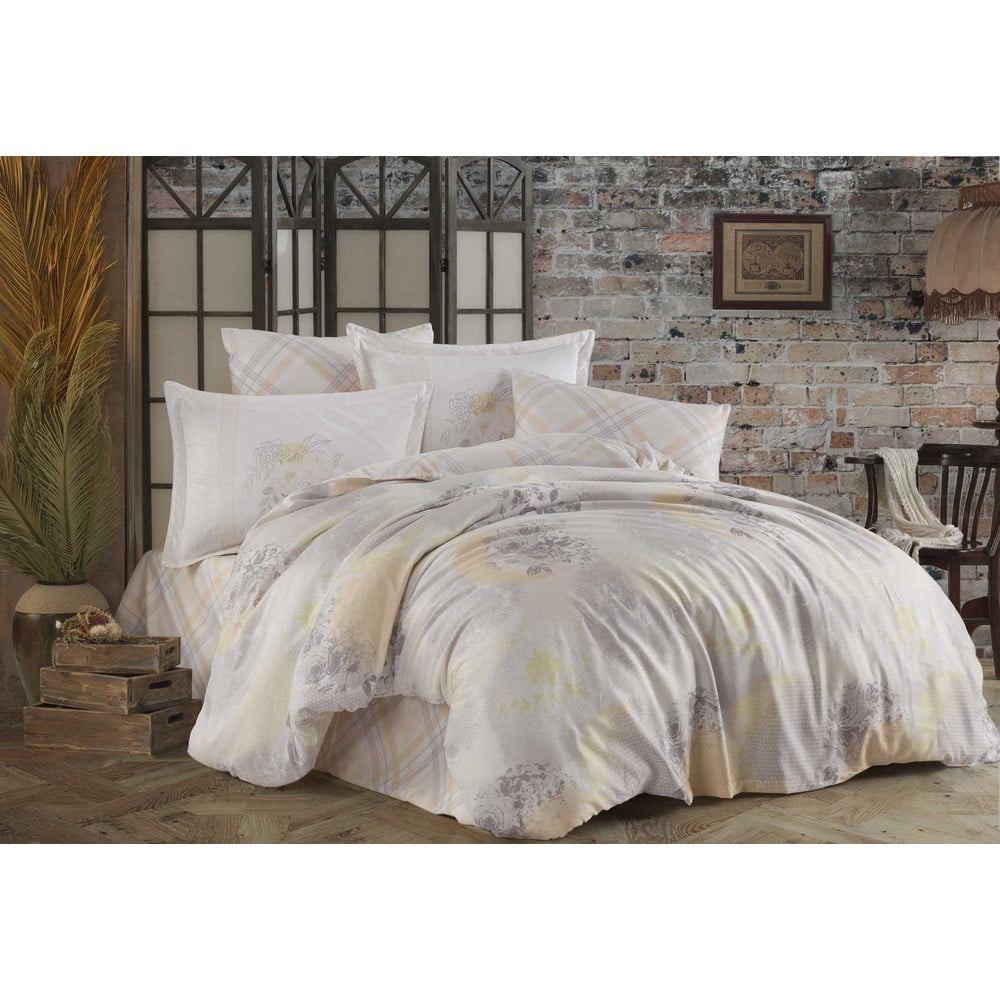 Lenjerie de pat din bumbac satinat pentru pat dublu cu cearșaf Hobby Cecilia, 200 x 220 cm bonami.ro imagine 2022
