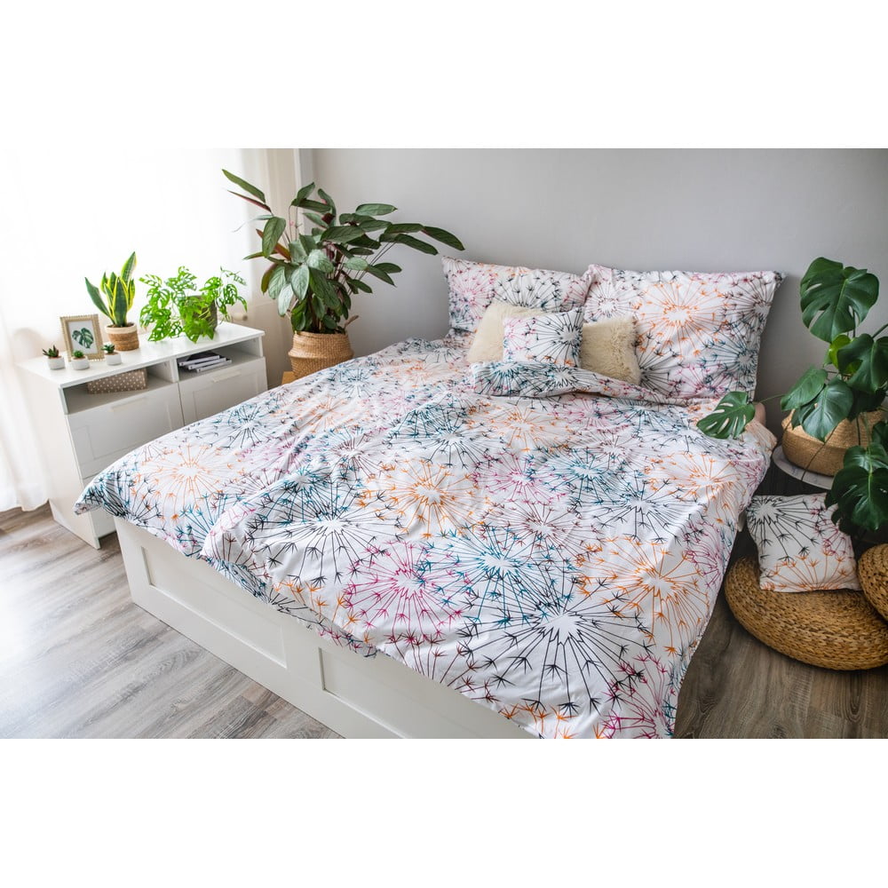 Lenjerie de pat albă din bumbac pentru pat de o persoană 140×200 cm LP Dita Tarassaco – Cotton House 140x200