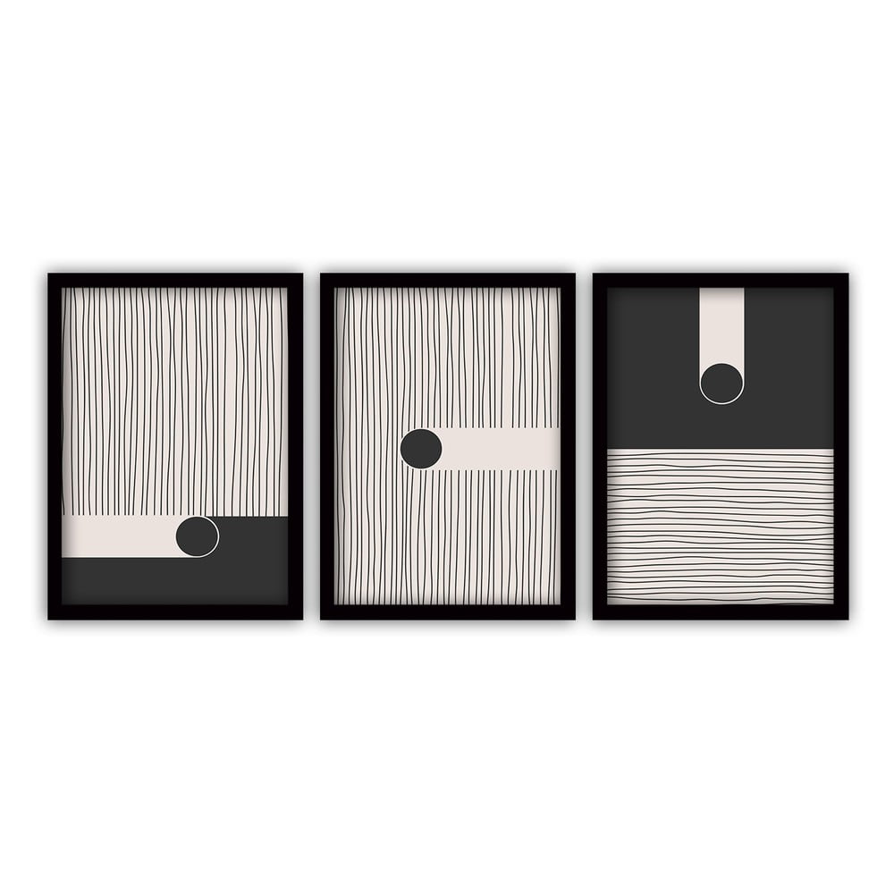 Set 3 tablouri cu ramă neagră Vavien Artwork Black, 35 x 45 cm -BLACK imagine 2022