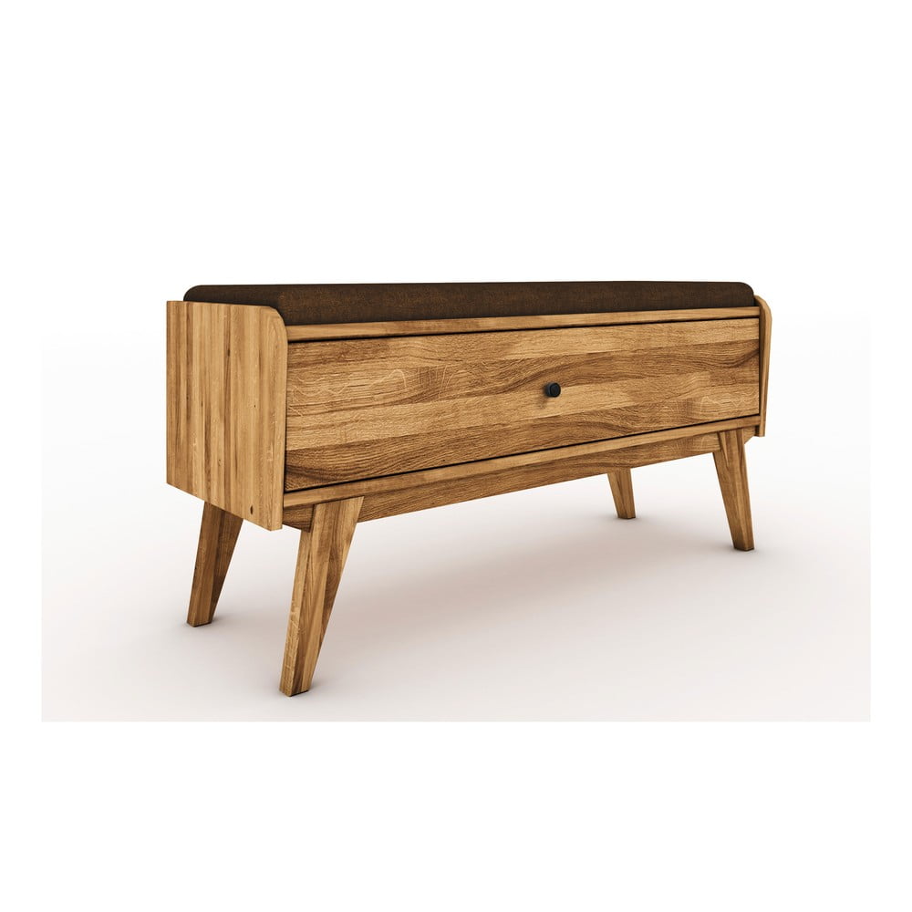 Bancă cu spațiu de depozitare din lemn de stejar cu șezut portocaliu Retro – The Beds bonami imagine noua
