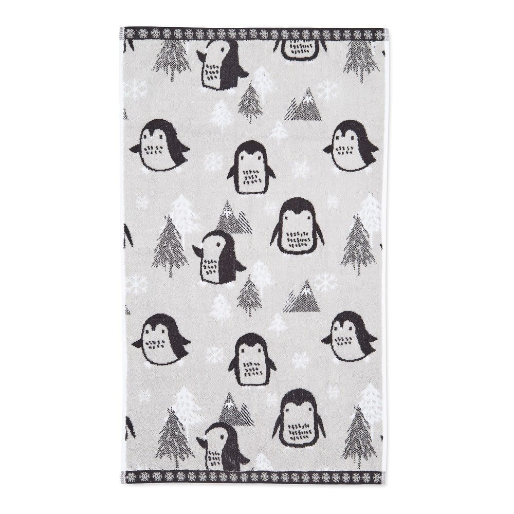  Prosop gri deschis din bumbac 70x120 cm Cosy Penguin – Catherine Lansfield 