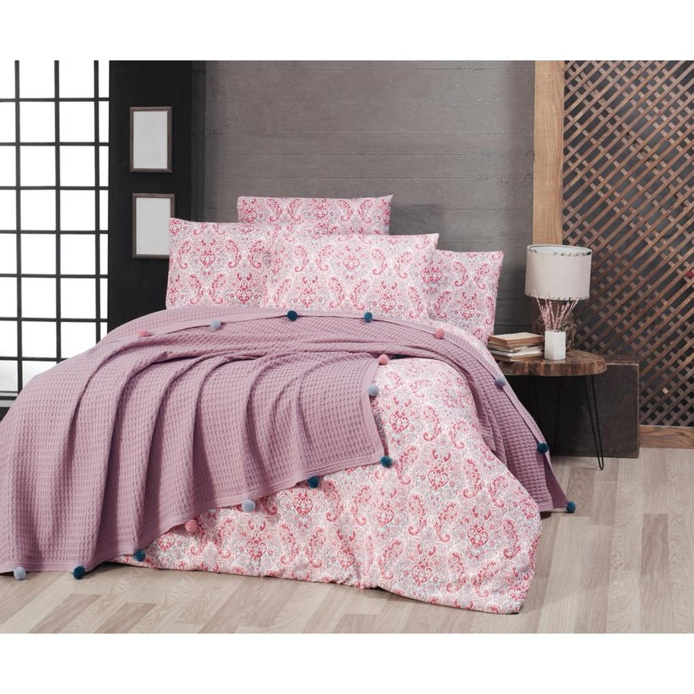 Lenjerie de pat roz-deschis din bumbac pentru pat dublu 200x240 cm YP14 – Mila Home