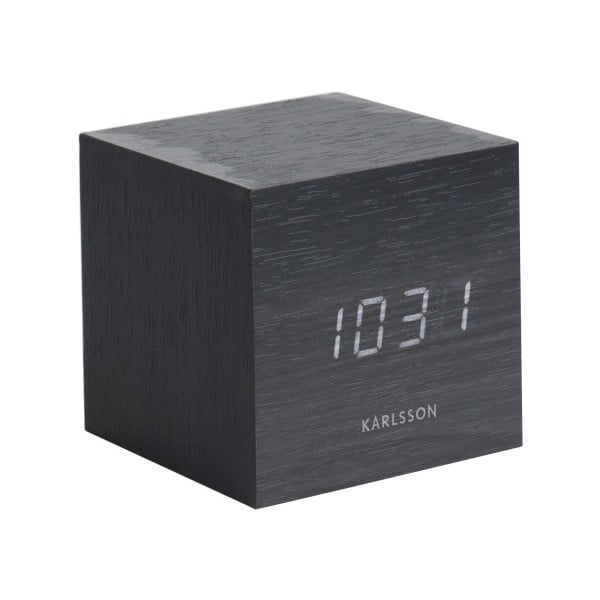 Ceas alarmă Karlsson Mini Cube, 8 x 8 cm, negru