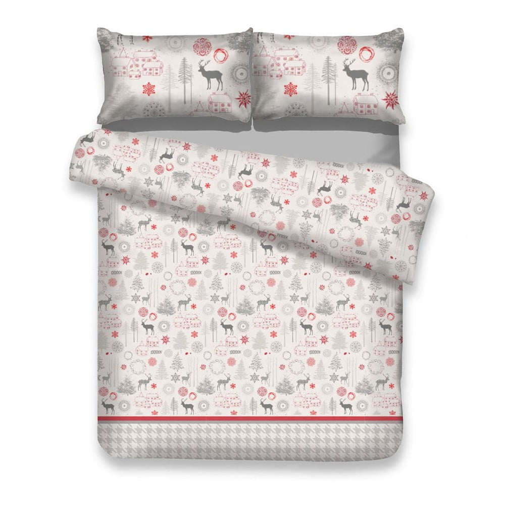 Lenjerie de pat din flanel cu motive de Crăciun pentru pat de o persoană AmeliaHome Lappi, 135 x 200 cm AmeliaHome imagine noua