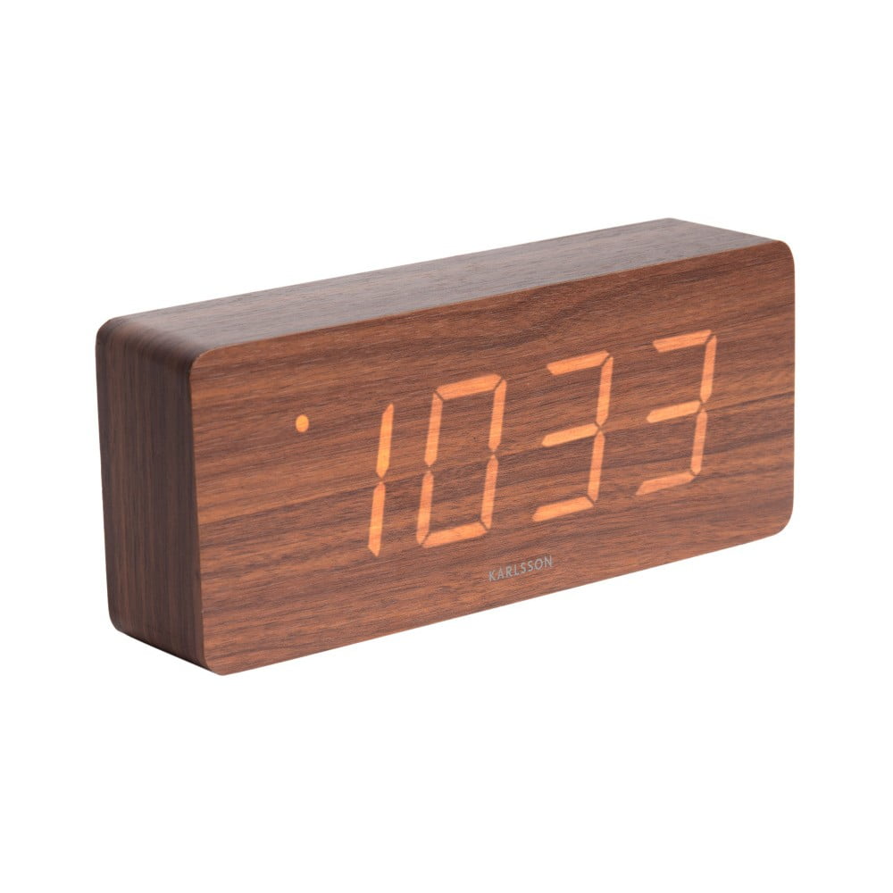 Ceas alarmă cu aspect din lemn Karlsson Cube, 21 x 9 cm bonami.ro