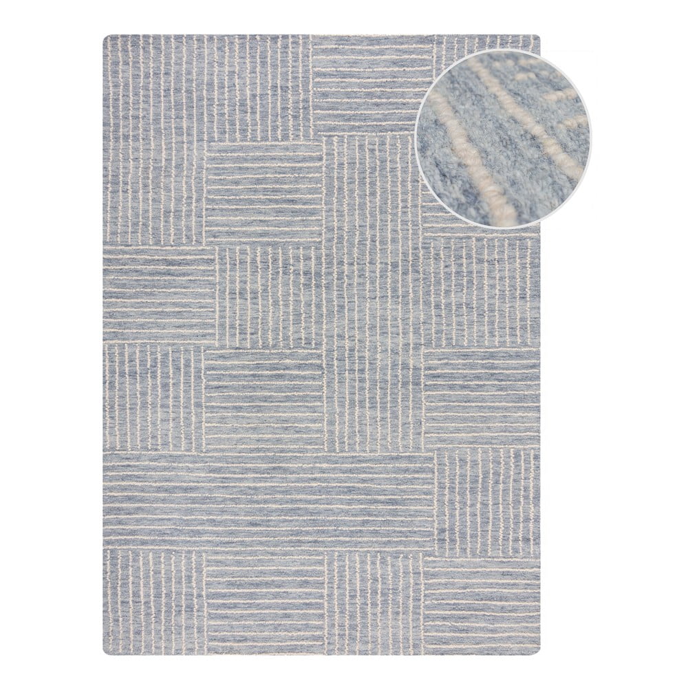 Covor albastru deschis țesut manual din lână 120x170 cm Memphis Wool – Flair Rugs