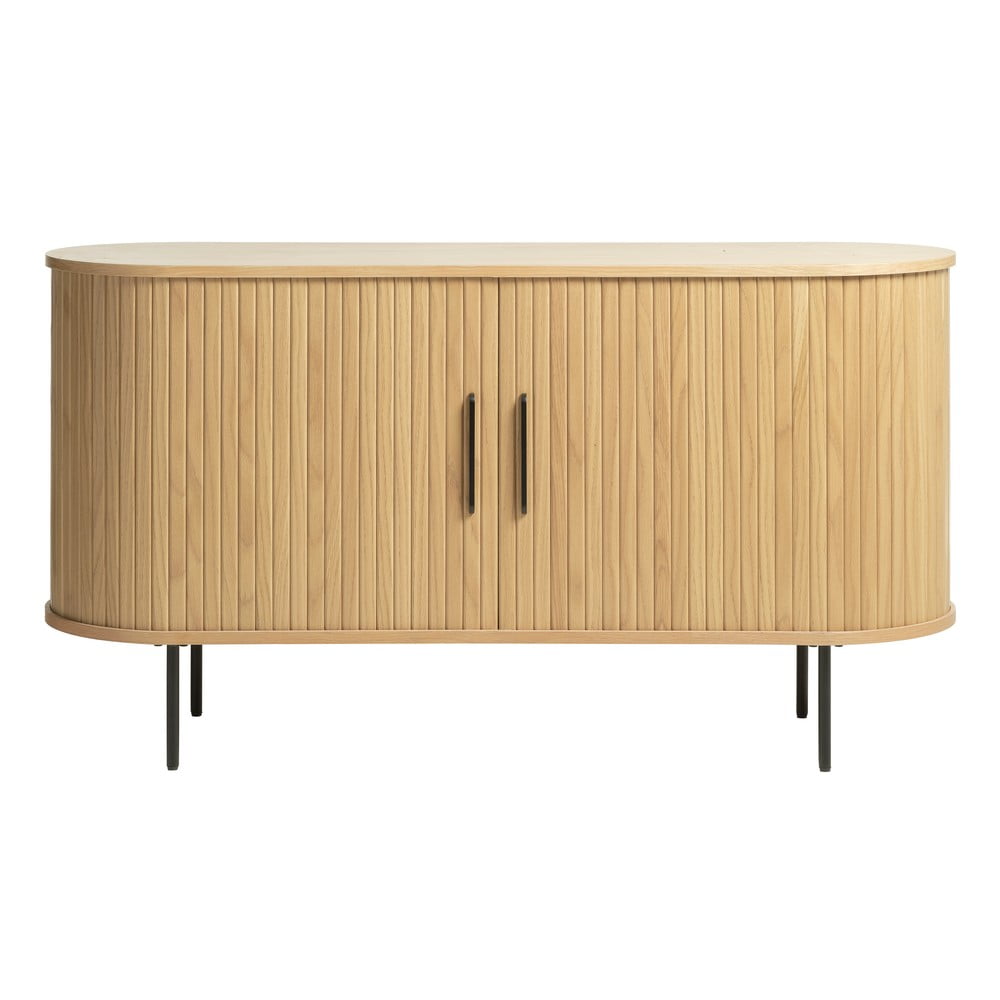  Comodă în culoare naturală joasă cu aspect de lemn de stejar 140x76 cm Nola – Unique Furniture 