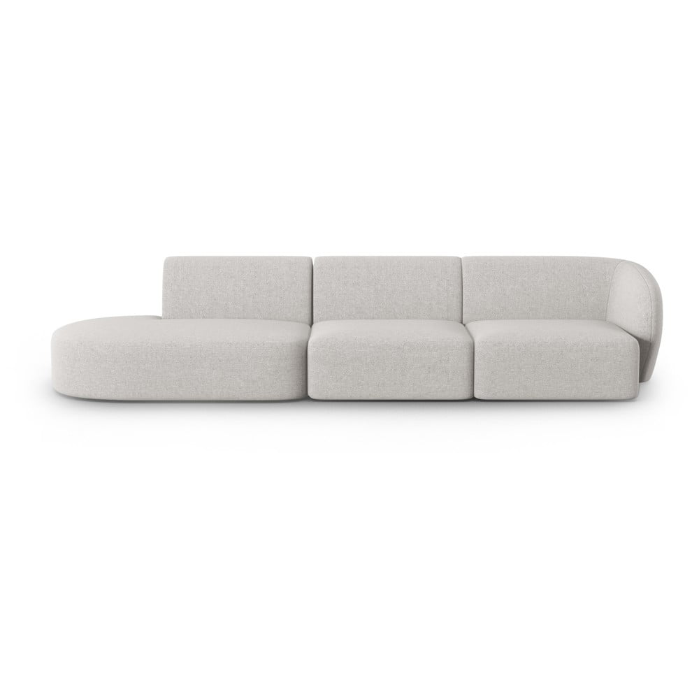 Canapea gri deschis cu tapițerie din chenille cu colț pe partea dreaptă 311 cm Paolo – Milo Casa