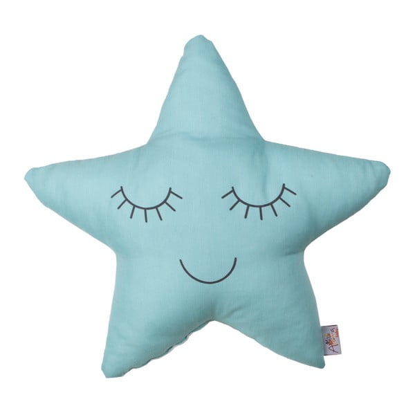 Pernă din amestec de bumbac pentru copii Mike & Co. NEW YORK Pillow Toy Star, 35 x 35 cm, turcoaz