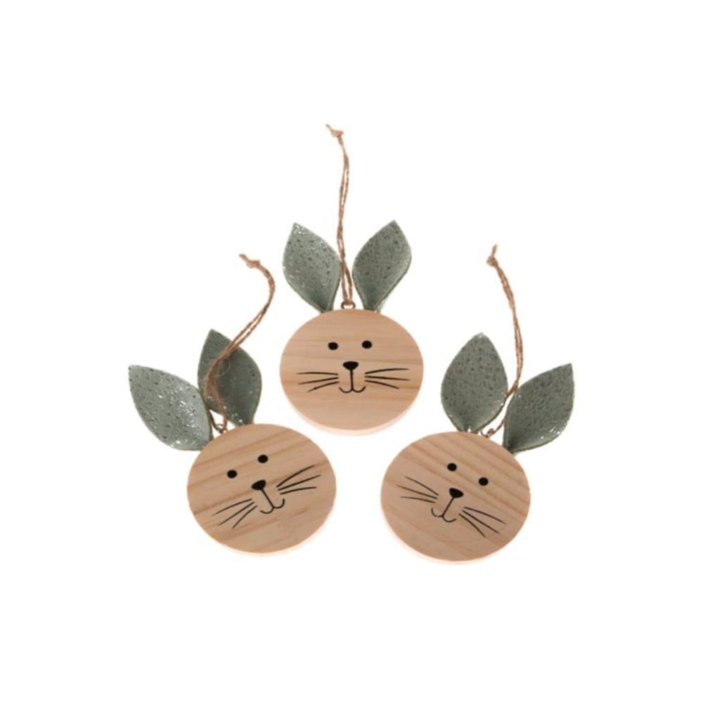 Set 3 decorațiuni de agățat din lemn Bunny - Dakls