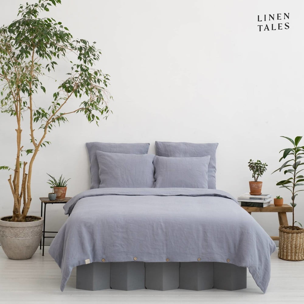 Lenjerie de pat gri deschis din fibre de cânepă pentru pat de o persoană 135×200 cm – Linen Tales 135x200 imagine noua