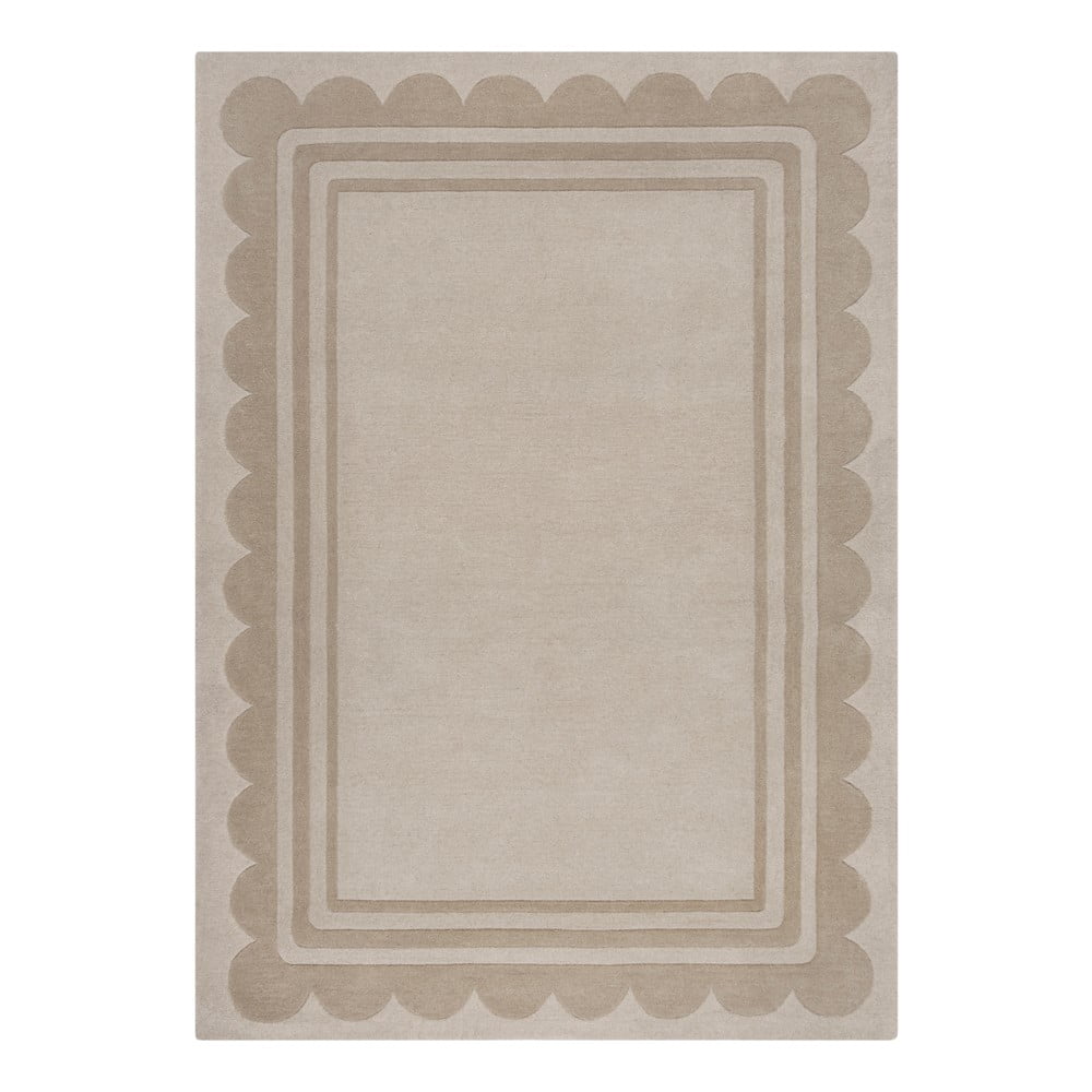 Covor în culoare naturală țesut manual din lână 120x170 cm Lois Scallop – Flair Rugs