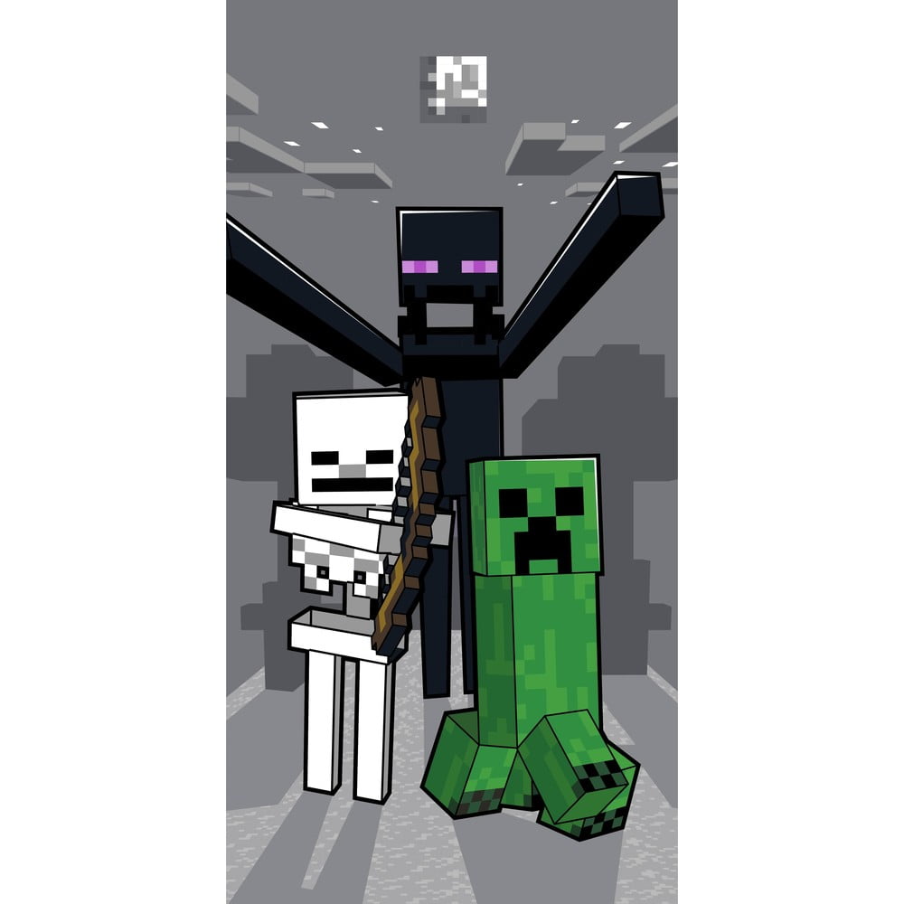 Prosop pentru copii gri din bumbac 70x140 cm Minecraft 