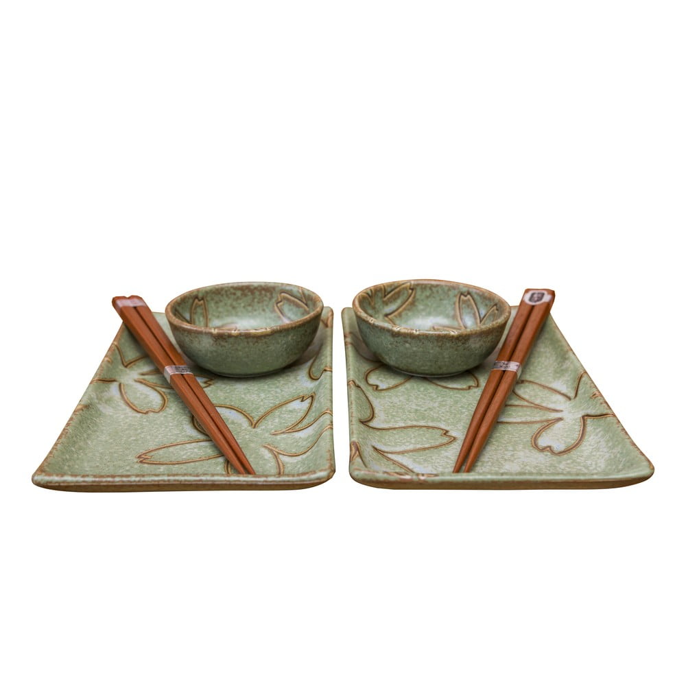 Poza Set 6 farfurii sushi din ceramica MIJ, verde
