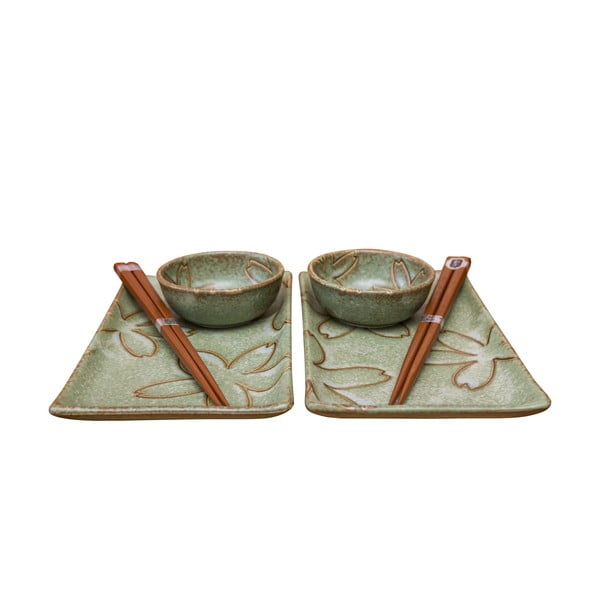 Set 6 farfurii sushi din ceramică MIJ, verde