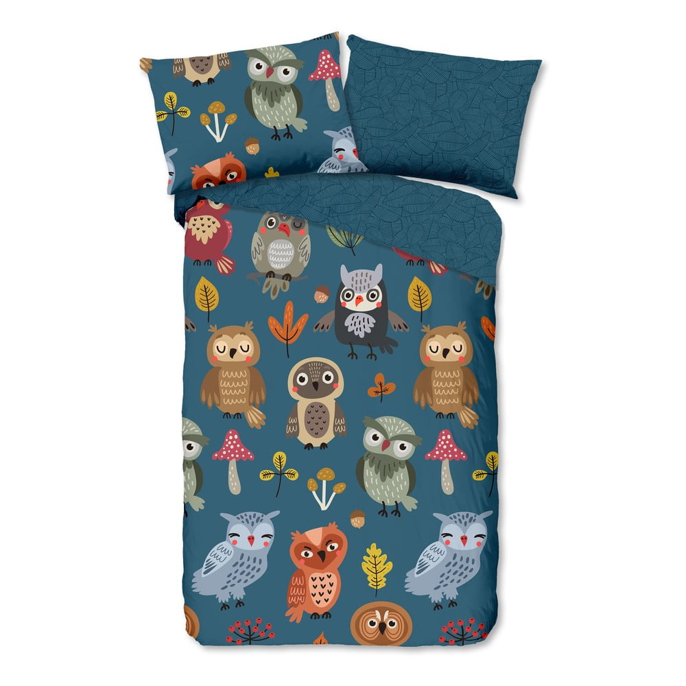 Lenjerie de pat din bumbac pentru copii Good Morning Owls, 140 x 200 cm bonami.ro