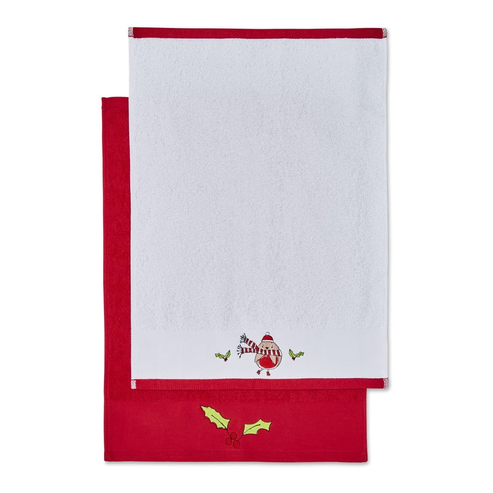Prosoape roșii-albe 2 buc. din bumbac 40x60 cm christmas tree – catherine lansfield