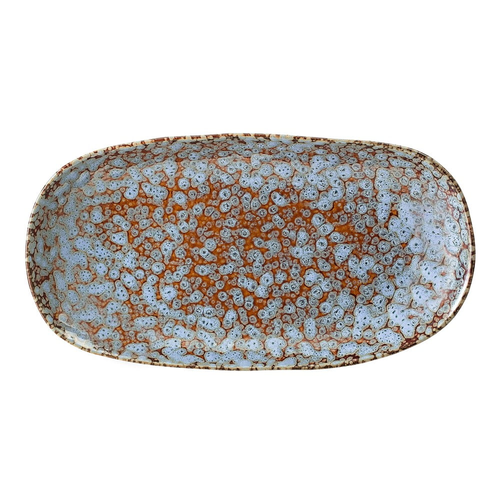 Platou din gresie ceramică bloomingville paula, 23,5 x 12,5 cm, maro-albastru