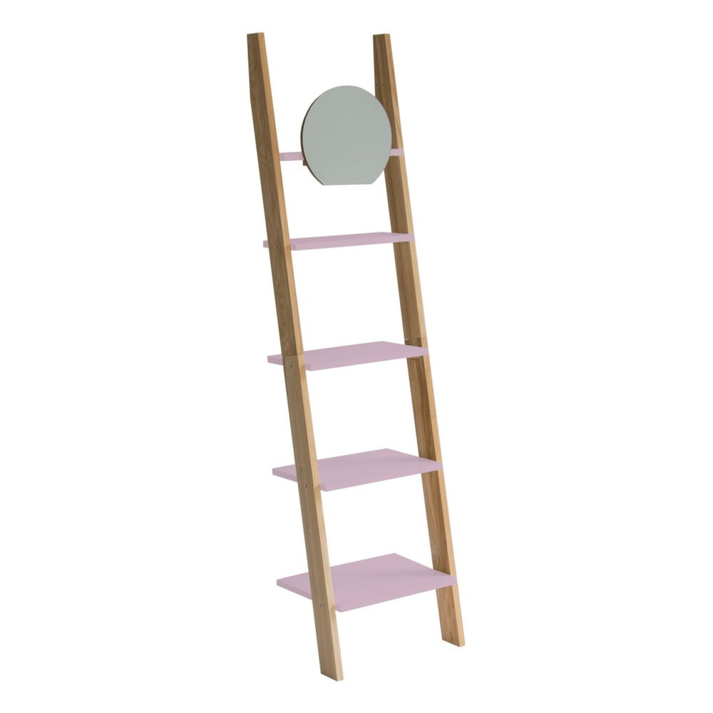 Etajeră cu suport din lemn și oglindă Ragaba Ashme Ladder, roz deschis bonami.ro