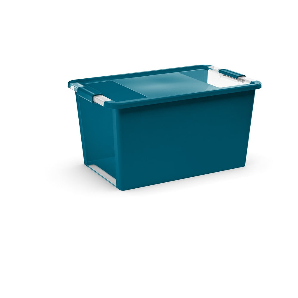 Cutie de depozitare albastru petrol din plastic cu capac 55x35x28 cm Bi-Box – KIS