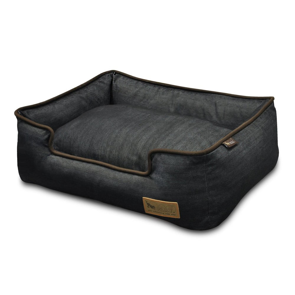 Pat pentru animale de companie albastru închis pentru câini 60x50 cm Lounge Bed Denim Medieval Blue / Dark Chocolate S – P.L.A.Y.